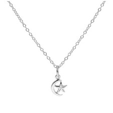 Petit collier croissant de lune et étoile en argent sterling 14-28 pouces