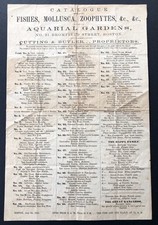 1860 Handbill Boston Aquarial Gardens, Marine Animals, Aquarium, Marine Biology