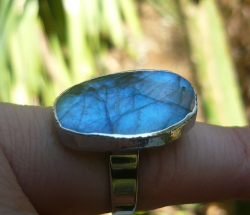 Bague ajustable labradorite - bague,
