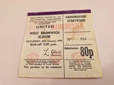 TICKET STUB 2- MANCHESTER UNITED V WEST BROMWICH ALBION- FA CUP 4TH RD- 1978