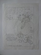 Dessin Original Préparatoire Crayon Couverture Journal de Mickey N° 2253 - 1995