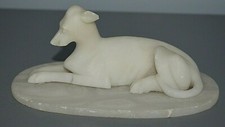 Hand Carved Alabaster Greyhound Dog 19th Century 