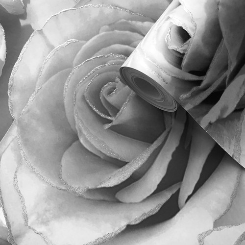 Papier peint floral pailleté - papier,