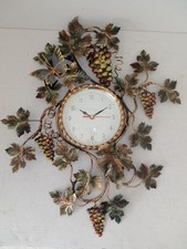 Grand Horloge Murale Uva Avec Feuilles Fer Forgé Or