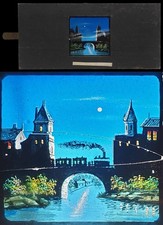 Plaque de lanterne magique 1860 - PASSAGE DU TRAIN