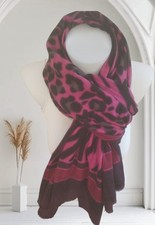 Écharpe Rose Noire  Laine Et Cachemire Motifs Léopard Douce Chaude Étole Châle 