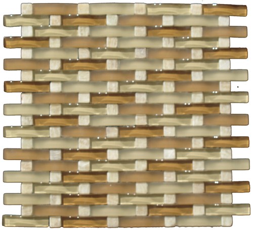 Amber curved mosaic glass tile - curved,
