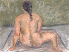 Pretty drawing on pastel paper nude female 
