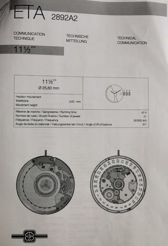 Eta 2892 roue - 2892-a2-h2, (roue