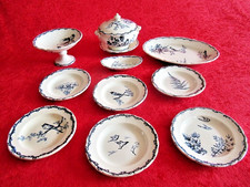 DINETTE FAIENCE CHOOSES THE KING 1920 - BIRD DECOR - 11 IMPECCABLE PIECES
