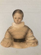 Beautiful drawing 18th century charcoal pencil paper portrait child strawberry costume art