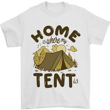 Domestique Is Où My Tente Est Drôle Camping T-Shirt 100% Coton