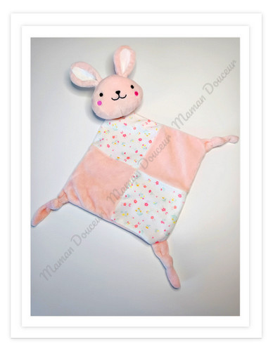 Doudou plat lapin blanc - doudou, rose