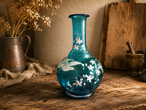 Ancienne carafe verre bleu - verre,