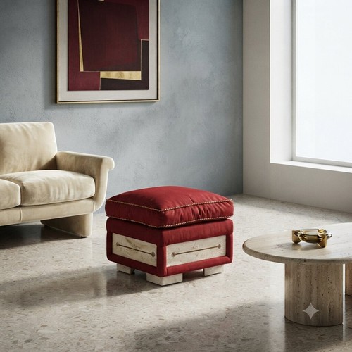 Pouf vintage tissu faux - pouf,