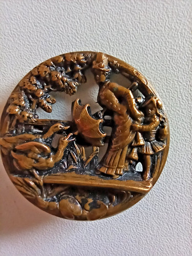 Ancienne broche bouton laiton - broche,