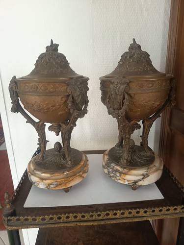 Paire cassolettes tripodes - cassolettes,