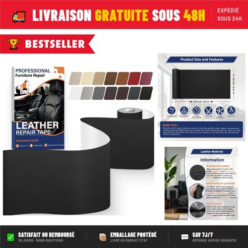 Simili cuir autocollant noir - simili,