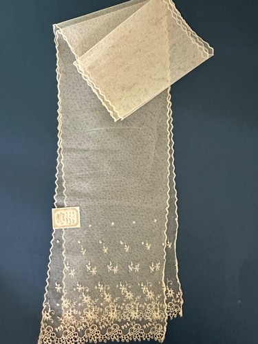 écharpe ancienne tulle - Écharpe, brodé