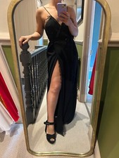 BNWT RP £3550 Julie De Libran Martine Deep V Neck gown in black. IT 48/UK 16