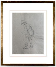 SUPERBE DESSIN ANCIEN EPOQUE XIX° HOMME AU FUSIL ET BICORNE (303)