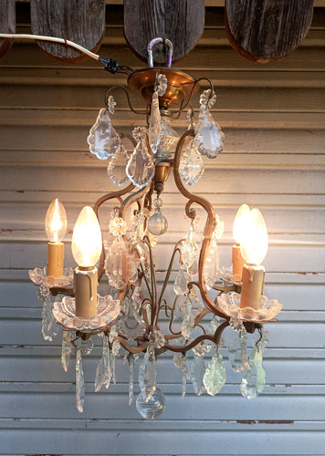 Rare ancien lustre cage - , en