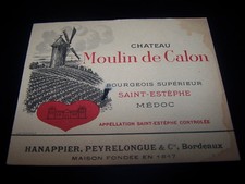 old label Moulin de Calon secur Hanappier saint estephe Bordeaux Médoc