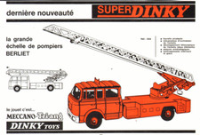 PUB MINIATURE VEHICLE "DINKY TOYS" LARGE SCALE FIREFIGHTER BERLIET 1960'S