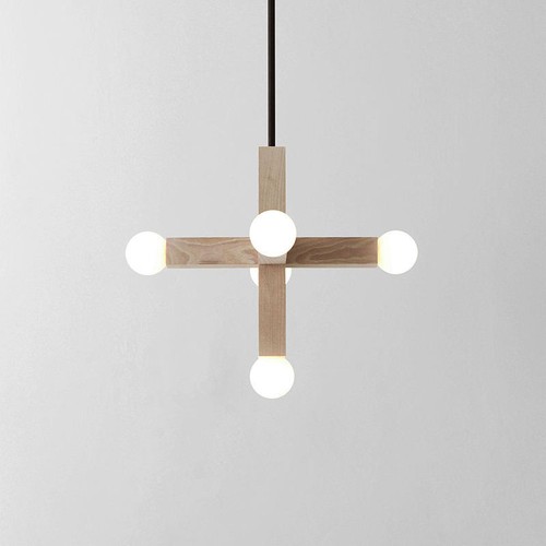 Lustre lumineux bois massif - lumineux,
