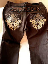 Delf Trading Imperious Mens Jeans Size 38X34 Brown w/ Gold Accents PreOwned READ