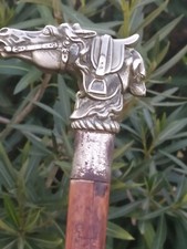 CANNE  Pommeau en Forme de Tête de Cheval et de Chien. BRONZE XIX ème 