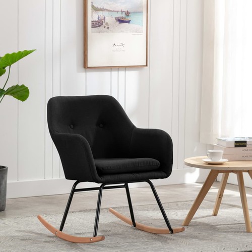 Chaise bascule noir tissu - chaise, à