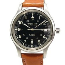 Montre homme vintage HAMILTON Khaki Field Automatic 9721B cadran cuir noir