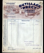SAINT-ETIENNE (42) TOOL FACTORY / THREADING TAPS "PRECY" invoice in 1931