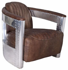 Fauteuil en Cuir Avion Aluminium DC3 Aviateur Chaise Type Déco de Cocktail Retro