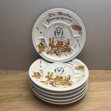 6 Assiettes Porcelaine à Compartiments pour Fondue Bourguignonne Vintage France