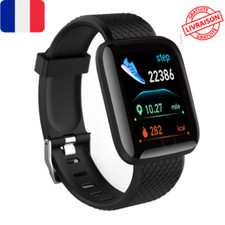 Montre Connectée Noire Bluetooth Fitness Cardio Étanche Sport Santé Homme Femme