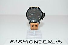 Oozoo Authentic Aged Brown Leather Black SS Watch