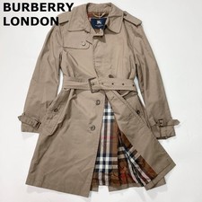Burberry London Nova Check Trench Coat Polyester Beige US size S Authentic