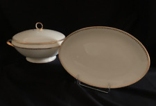 Soupière, plat, porcelaine, Jammet Seignolles, Limoges, France, liseré doré