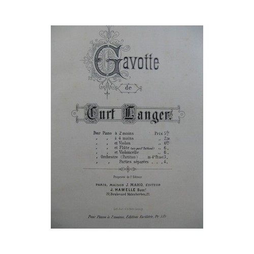 Langer curt gavotte piano - langer,