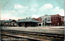 Postcard PA Belgium County Charleroi Railroad Station Street View 1910 M72