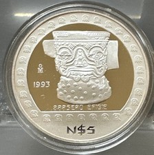 1993 TYPE 2 Proof Mexico 5 Pesos Brasero Efigie - 1 oz 999 Silver [1661]