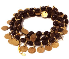 Scooter Paris. Collier sautoir vintage en perles de verre & pampilles orientales