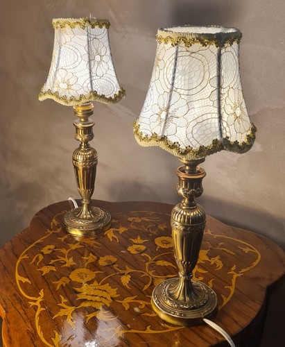 Paire lampes chevet laiton - chevet,