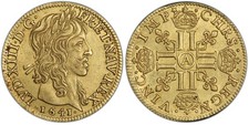 FRANCE. Louis XIII. 1641-A AV Louis d'Or. PCGS AU58 Paris Friedberg-410; Gad-58.