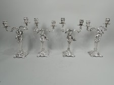 Candelabre Antiques Art Nouveau Rococo 2 Luminaires Allemand Argent 800 Wilkens