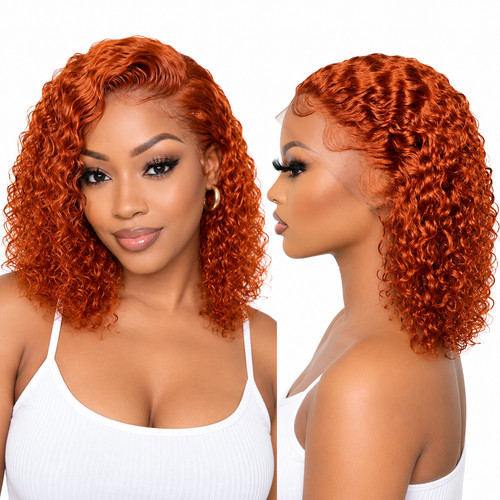 Ginger curly bob - curly, wig