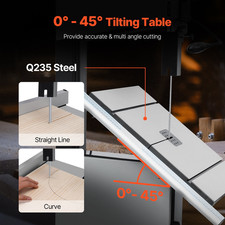Scie À Ruban D'Établi Pour Travail Du Bois 340 Mm 1100 W 440-846 Tr/Min