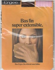 Bas nylon fin super extensible ERGEE 2 coloris 2 tailles. Vintage stockings.